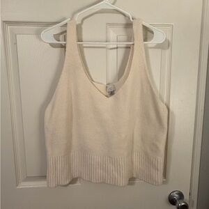 A New Day Cream Felted Knit Sleeveless V‑Neck Crop Top